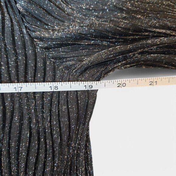 Mango Lurex Opening Maxi Dress Black Short Sleeve Shimmery Event Prom 6 NWT - Picture 11 of 16